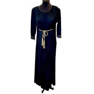 Womens 1970's Vintage Black Holly Kaftan Dress Long Dress Sz S